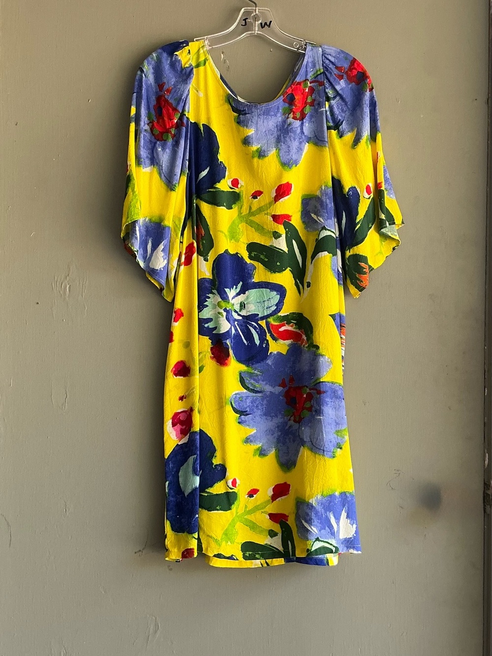 Jams World Yellow Floral Shift Dress with Blue & Red Accents